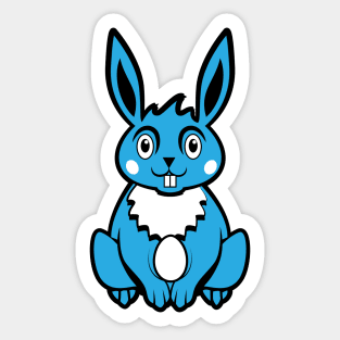 Blue Colored Easter Bunny Sticker